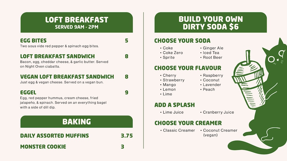 Louis' Loft Menu